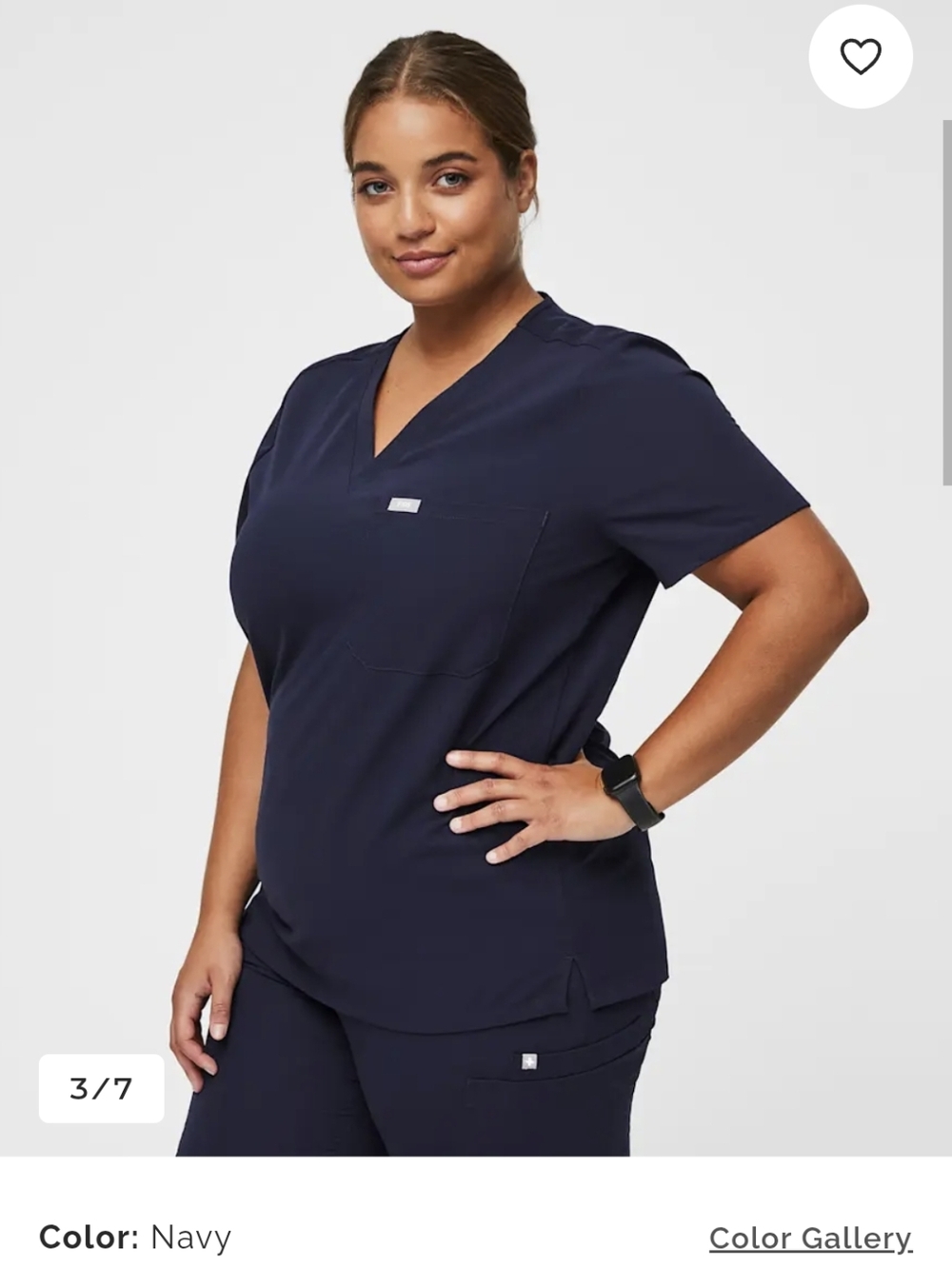 Figs Navy V-Neck Scrub Top